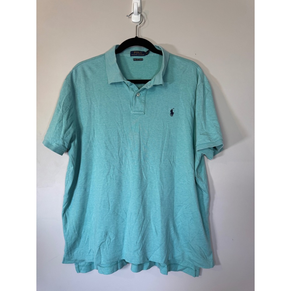 Polo Ralph Lauren Mens Pima Soft Touch Polo Shirt Aqua Turquoise Heather XL